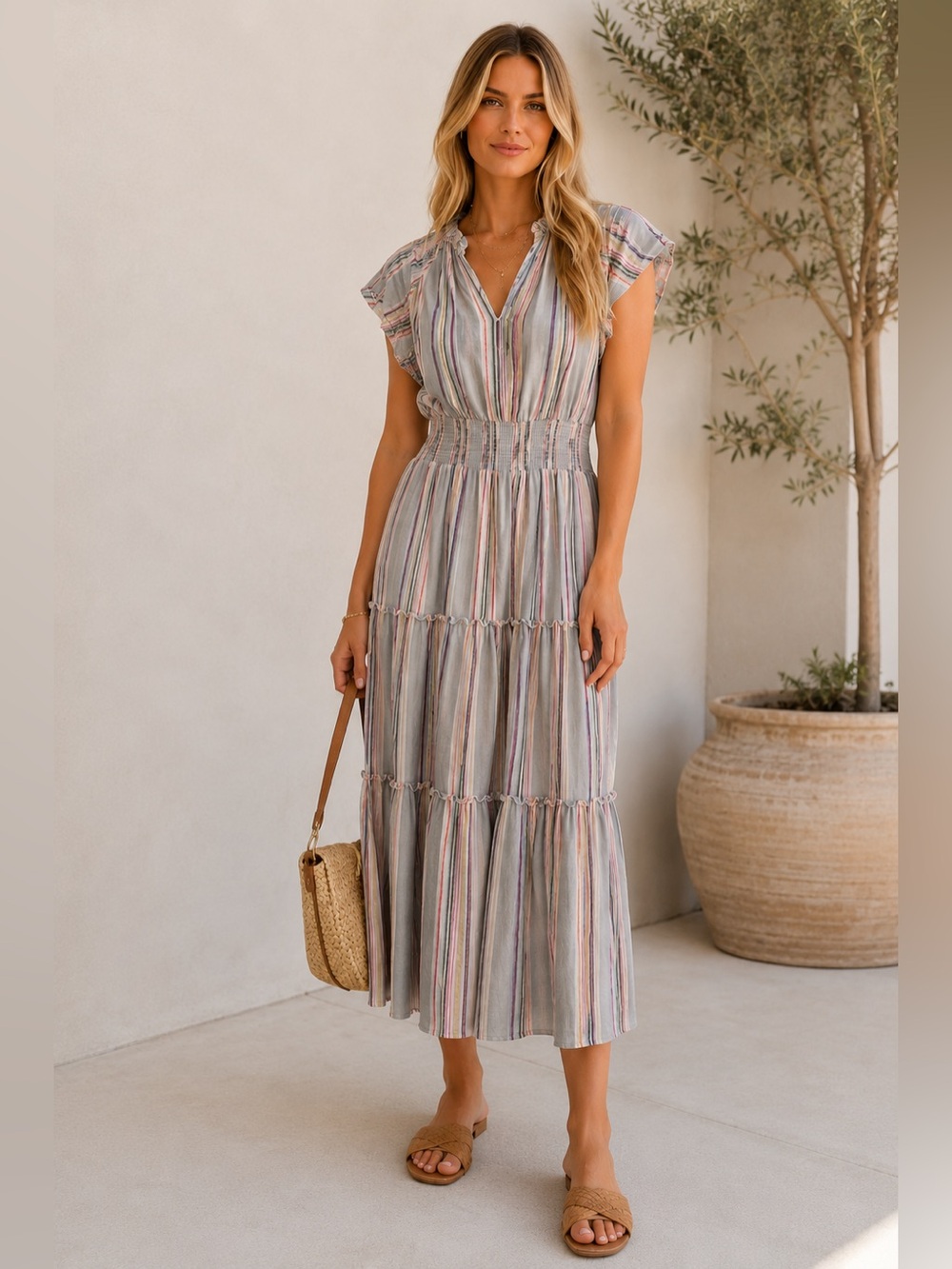 Rails Striped Multi-Color Maxi Dress in Pastel Stripes